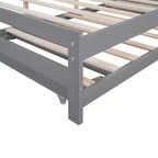 Letto a Piattaforma Matrimoniale con Letto Estraibile Singolo Regolabile, Struttura del Letto Matrimoniale in Legno con Testiera per Camera da Letto