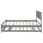 Letto a Piattaforma Matrimoniale con Letto Estraibile Singolo Regolabile, Struttura del Letto Matrimoniale in Legno con Testiera per Camera da Letto