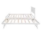 Letto a Piattaforma Matrimoniale con Letto Estraibile Singolo Regolabile, Struttura del Letto Matrimoniale in Legno con Testiera per Camera da Letto