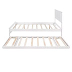 Letto a Piattaforma Matrimoniale con Letto Estraibile Singolo Regolabile, Struttura del Letto Matrimoniale in Legno con Testiera per Camera da Letto