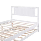 Letto a Piattaforma Matrimoniale con Letto Estraibile Singolo Regolabile, Struttura del Letto Matrimoniale in Legno con Testiera per Camera da Letto