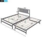 Letto a Piattaforma Matrimoniale con Letto Estraibile Singolo Regolabile, Struttura del Letto Matrimoniale in Legno con Testiera per Camera da Letto