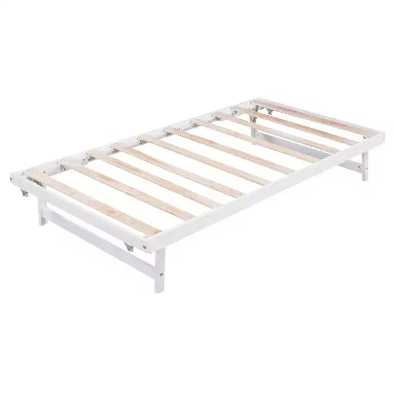 Letto a Piattaforma Matrimoniale con Letto Estraibile Singolo Regolabile, Struttura del Letto Matrimoniale in Legno con Testiera per Camera da Letto