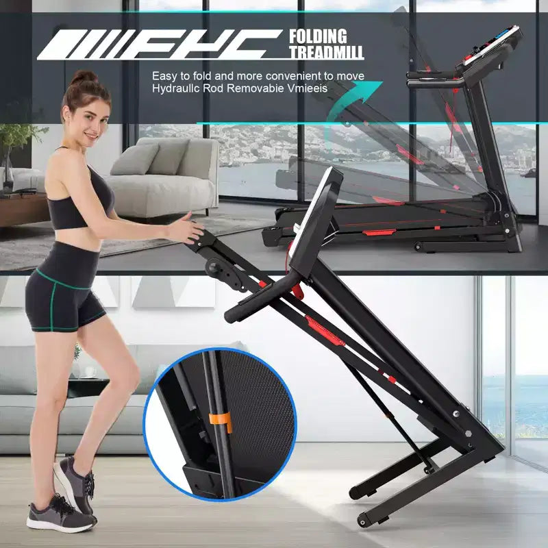 FYC 3.5HP 330 LBS Weight Capacity Folding Treadmill with Incline, Portable Electric Treadmill for Home