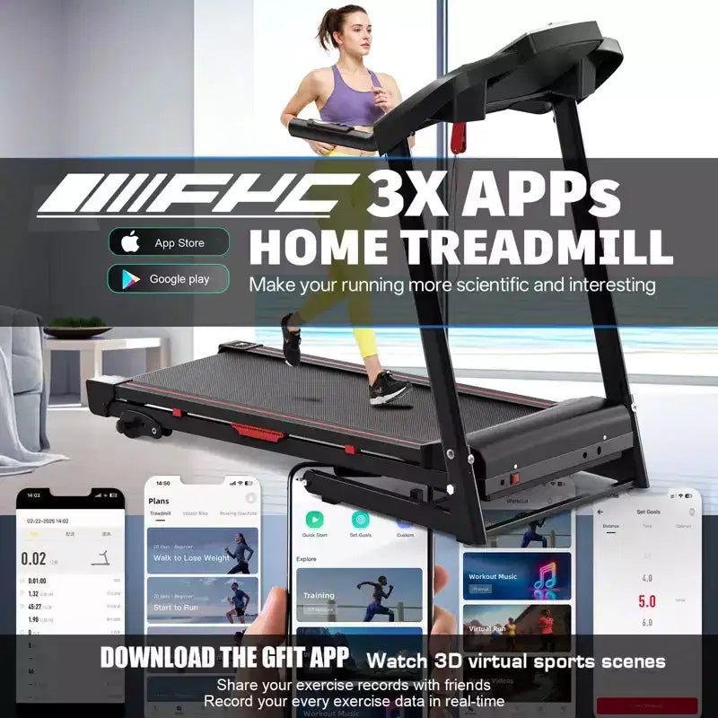 FYC 3.5HP 330 LBS Weight Capacity Folding Treadmill with Incline, Portable Electric Treadmill for Home
