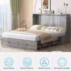 Mjkone Modern Full/Queen Size Murphy Bed Chest With Storage,NO MATTRESS,GREY