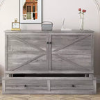 Mjkone Modern Full/Queen Size Murphy Bed Chest With Storage,NO MATTRESS,GREY