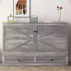 Mjkone Modern Full/Queen Size Murphy Bed Chest With Storage,NO MATTRESS,GREY