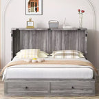 Mjkone Modern Full/Queen Size Murphy Bed Chest With Storage,NO MATTRESS,GREY