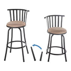 FurnitureR Bar Stools Swivel Set of 2, Adjustable Counter Height Low Back with Comfortable Footrest, Armless with Interchangeable Legs, 24/29 Inch