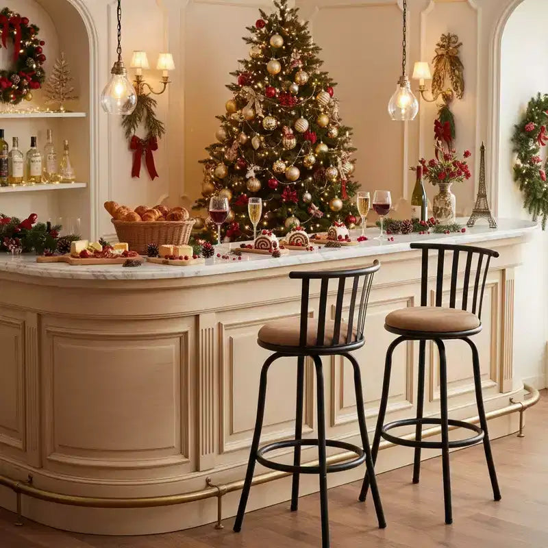 Sgabelli da Bar FurnitureR Set da 2, Regolabili in Altezza, Schienale Basso con Comodo Poggiapiedi, Senza Braccioli con Gambe Intercambiabili, 24/29 Pollici
