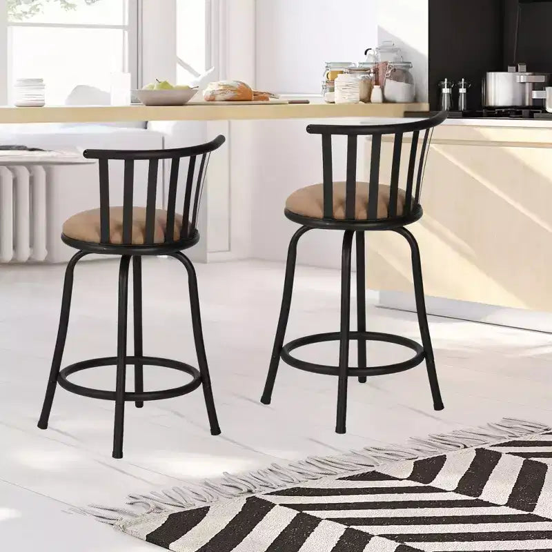 Sgabelli da Bar FurnitureR Set da 2, Regolabili in Altezza, Schienale Basso con Comodo Poggiapiedi, Senza Braccioli con Gambe Intercambiabili, 24/29 Pollici
