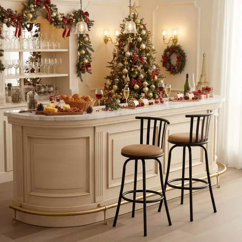 Sgabelli da Bar FurnitureR Set da 2, Regolabili in Altezza, Schienale Basso con Comodo Poggiapiedi, Senza Braccioli con Gambe Intercambiabili, 24/29 Pollici