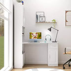 CLIHOME 2-in-1 L-Shaped Corner Computer Desk for Home Office or Study, Study Table with Drawers, Bookshelf & Hutch, Large Working Space