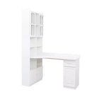 CLIHOME 2-in-1 L-Shaped Corner Computer Desk for Home Office or Study, Study Table with Drawers, Bookshelf & Hutch, Large Working Space