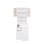 CLIHOME 2-in-1 L-Shaped Corner Computer Desk for Home Office or Study, Study Table with Drawers, Bookshelf & Hutch, Large Working Space