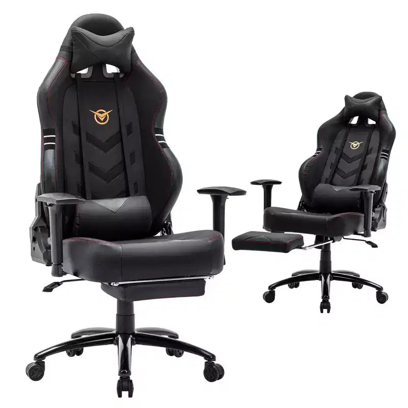 MAYEERTY Gaming Chair Video Game Desk Chair Ergonomic Computer with Footrest Comfy Lumbar Support PU Leather Recliner with Headrest Fixed Up Armrest