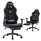 MAYEERTY Gaming Chair Video Game Desk Chair Ergonomic Computer with Footrest Comfy Lumbar Support PU Leather Recliner with Headrest Fixed Up Armrest