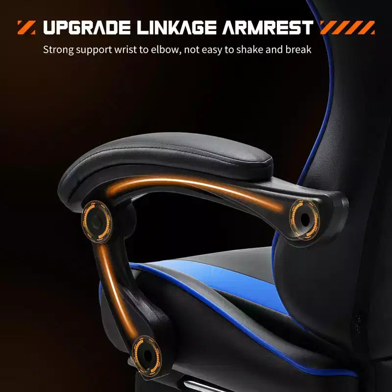 MAYEERTY Sedia da gaming Sedia da scrivania per videogiochi Ergonomica da computer con poggiapiedi Comoda con supporto lombare Reclinabile in pelle PU con poggiatesta Braccioli fissi