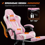 MAYEERTY Sedia da gaming Sedia da scrivania per videogiochi Ergonomica da computer con poggiapiedi Comoda con supporto lombare Reclinabile in pelle PU con poggiatesta Braccioli fissi