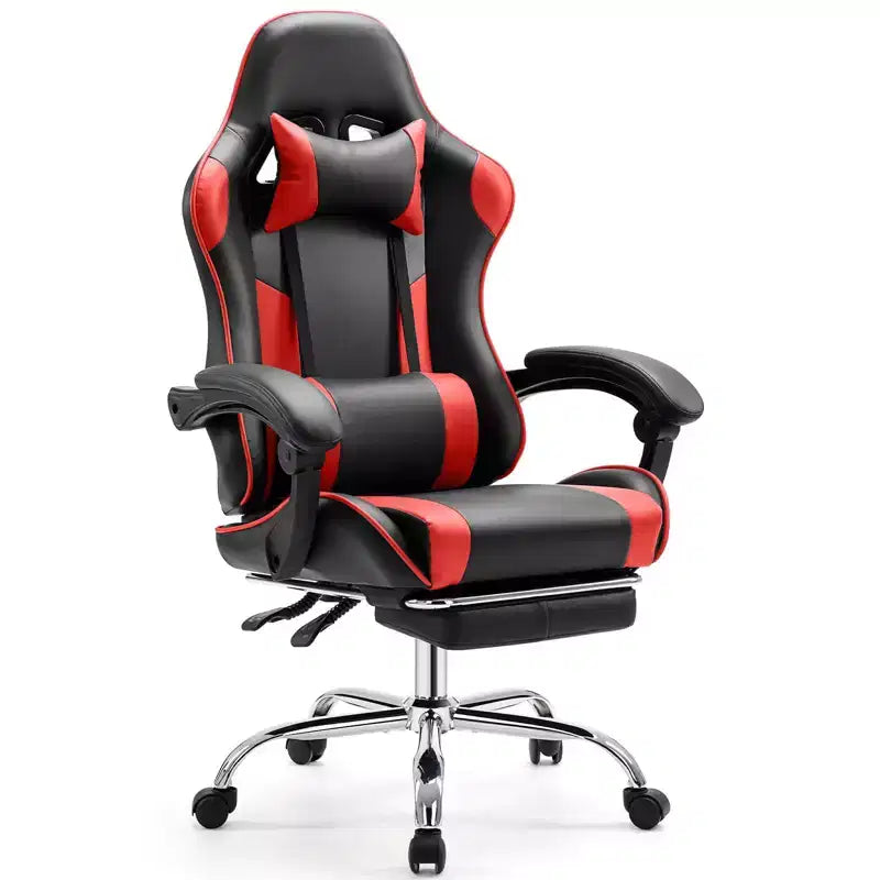 MAYEERTY Sedia da gaming Sedia da scrivania per videogiochi Ergonomica da computer con poggiapiedi Comoda con supporto lombare Reclinabile in pelle PU con poggiatesta Braccioli fissi