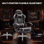 MAYEERTY Sedia da gaming Sedia da scrivania per videogiochi Ergonomica da computer con poggiapiedi Comoda con supporto lombare Reclinabile in pelle PU con poggiatesta Braccioli fissi