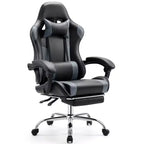 MAYEERTY Sedia da gaming Sedia da scrivania per videogiochi Ergonomica da computer con poggiapiedi Comoda con supporto lombare Reclinabile in pelle PU con poggiatesta Braccioli fissi