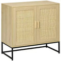 Sideboard Cabinet with Rattan Doors, Adjustable Shelf, Metal Base, Storage Cabinet for Living Room, Bedroom