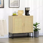 Sideboard Cabinet with Rattan Doors, Adjustable Shelf, Metal Base, Storage Cabinet for Living Room, Bedroom