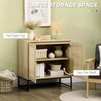 Sideboard Cabinet with Rattan Doors, Adjustable Shelf, Metal Base, Storage Cabinet for Living Room, Bedroom