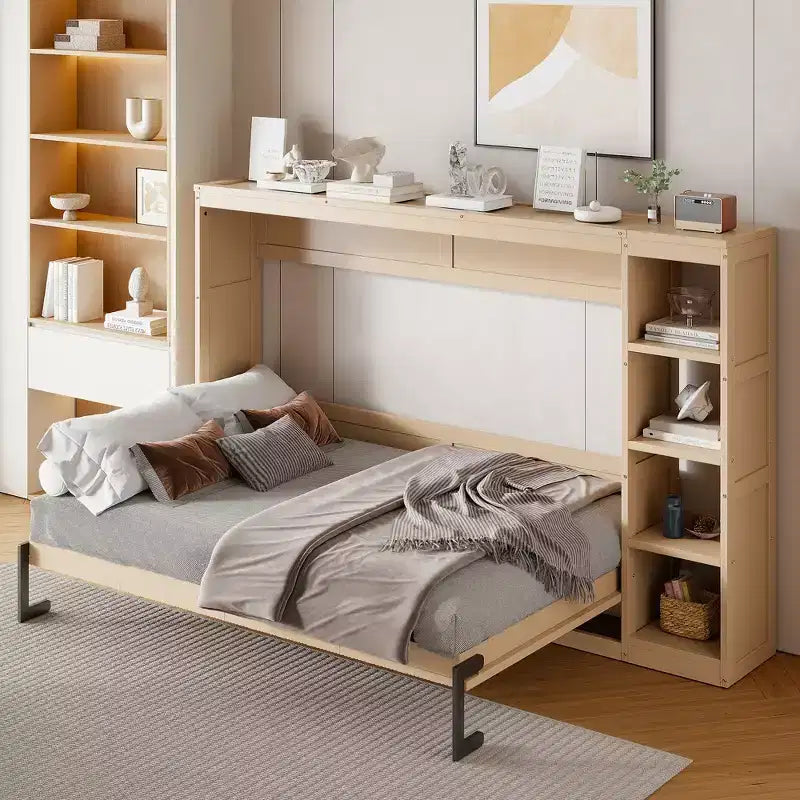 Letto a scomparsa a parete Murphy Bed con libreria, letto a parete pieghevole Cabinet Bed per camera degli ospiti ufficio