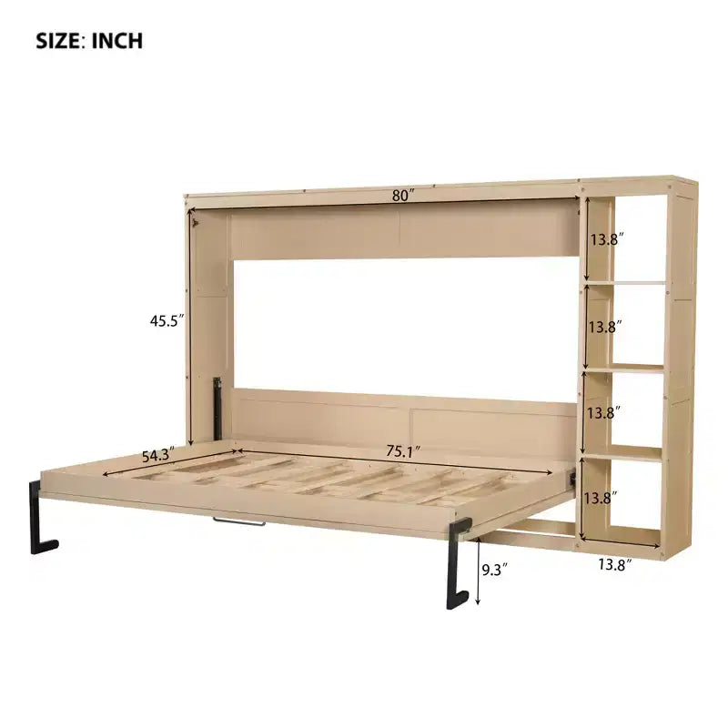 Letto a scomparsa a parete Murphy Bed con libreria, letto a parete pieghevole Cabinet Bed per camera degli ospiti ufficio