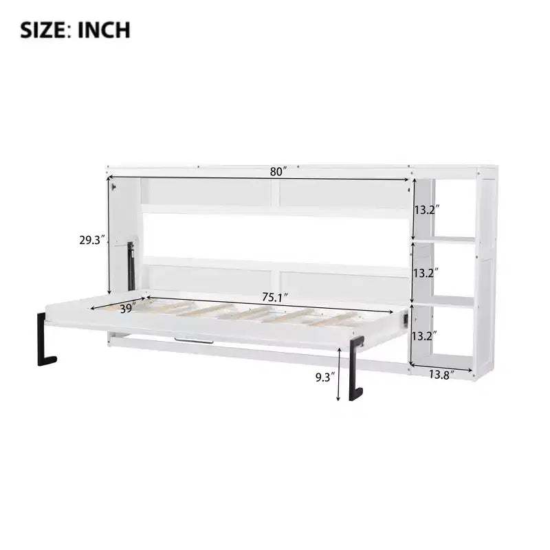 Letto a scomparsa a parete Murphy Bed con libreria, letto a parete pieghevole Cabinet Bed per camera degli ospiti ufficio