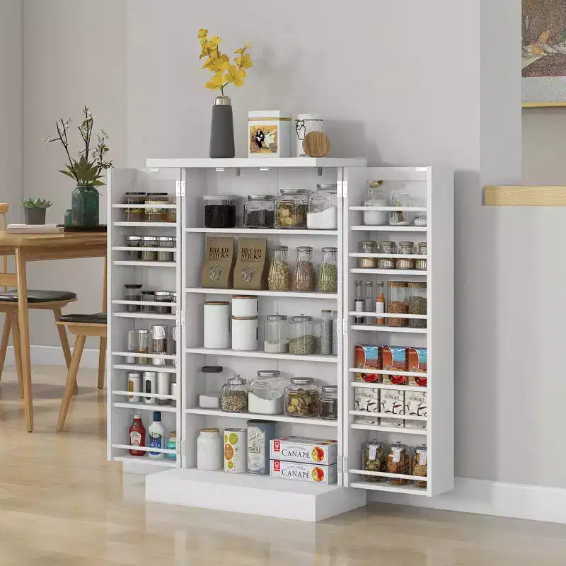 Dispensa da Cucina Autoportante, Armadio Contenitore da Cucina con Scaffale a 5 Livelli, 12 Portaspezie, Ripiani Regolabili
