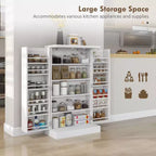 Dispensa da Cucina Autoportante, Armadio Contenitore da Cucina con Scaffale a 5 Livelli, 12 Portaspezie, Ripiani Regolabili