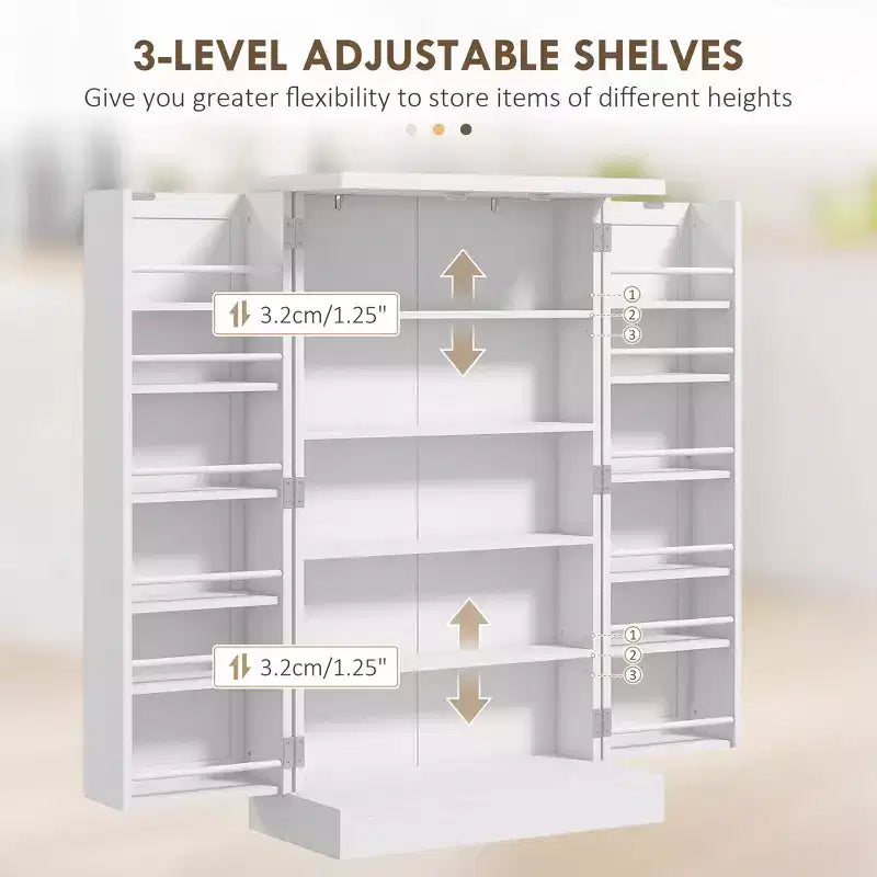 Dispensa da Cucina Autoportante, Armadio Contenitore da Cucina con Scaffale a 5 Livelli, 12 Portaspezie, Ripiani Regolabili