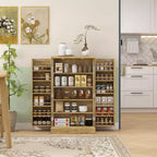 Dispensa da Cucina Autoportante, Armadio Contenitore da Cucina con Scaffale a 5 Livelli, 12 Portaspezie, Ripiani Regolabili