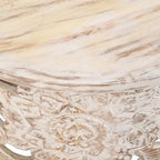 Tavolino Royal Hampton Alina in Legno di Mango Lavorato a Mano con Intaglio Floreale, Finitura Bianca Decapata, 33 Pollici