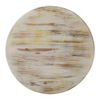 Tavolino Royal Hampton Alina in Legno di Mango Lavorato a Mano con Intaglio Floreale, Finitura Bianca Decapata, 33 Pollici