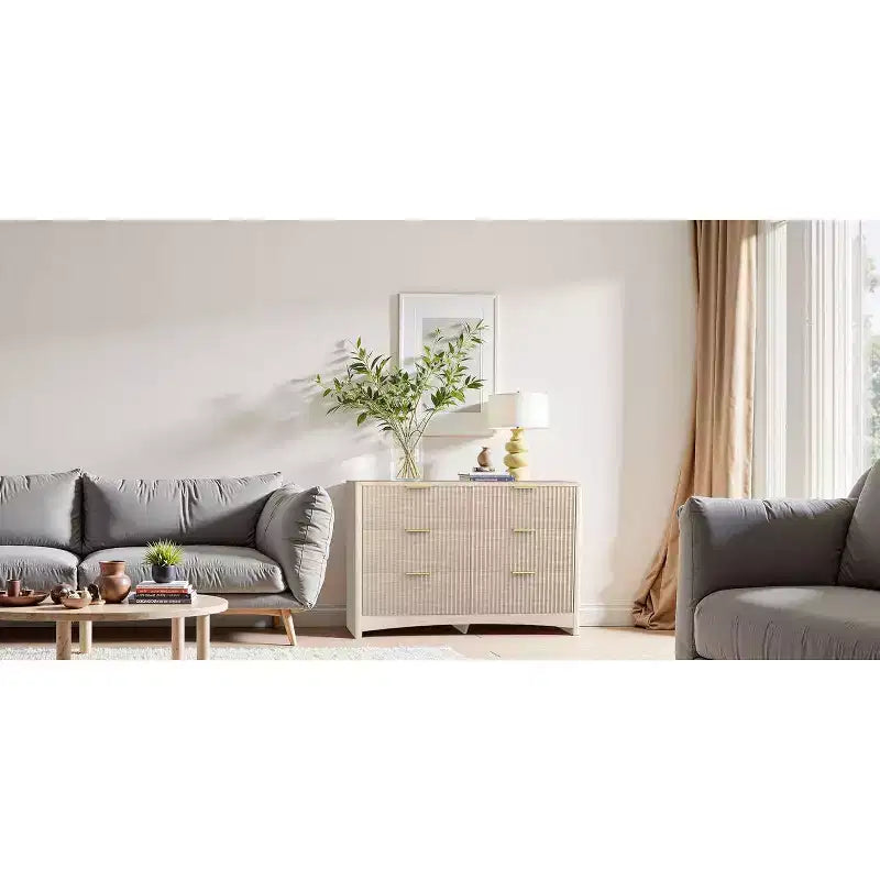 Cassettiera in legno a 6 cassetti, soluzione di archiviazione moderna per camere da letto, soggiorni e corridoi, con grande capacità ed elegante finitura in legno naturale