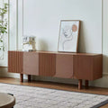 JVNOXK 70.9inch Mid-Century Modern Threaded TV Media Cabinet, fits TVs up to 80 inches, with recessed door panels and 4 storage cabinets, Walnut
