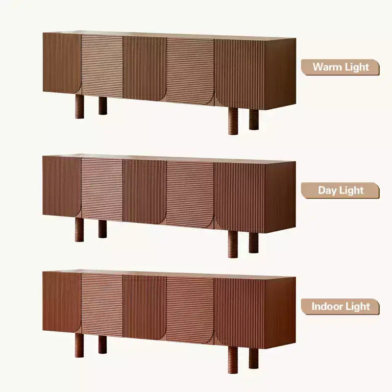 Mobile TV JVNOXK Mid-Century Modern Threaded da 70,9 pollici, adatto per TV fino a 80 pollici, con pannelli delle ante incassati e 4 armadietti, Noce