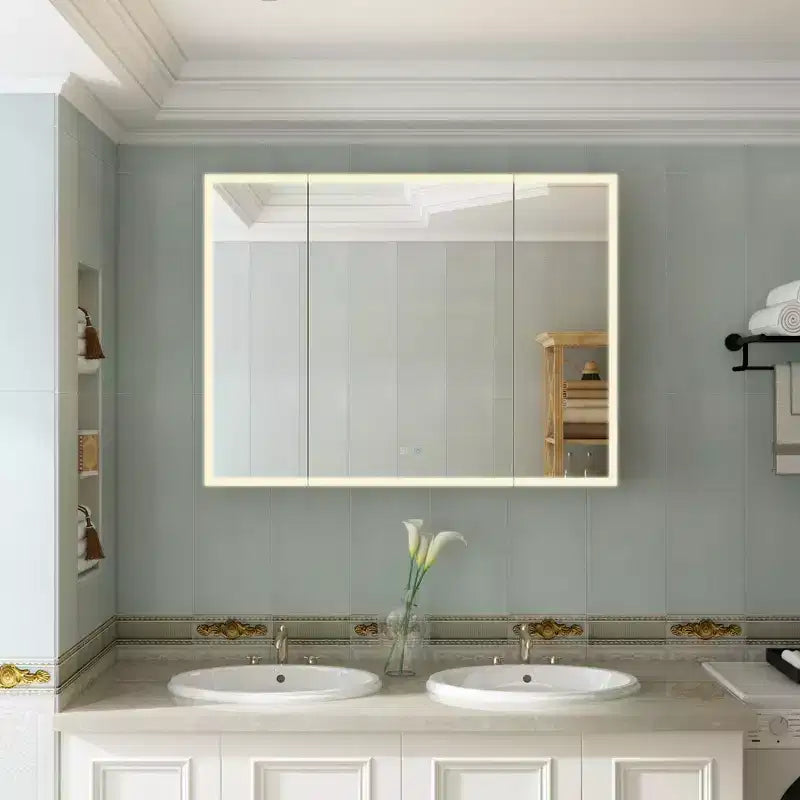 Famapy LED Lighted Medicine Cabinet: Defogging Function, Ample StorageAdjustable Lighting  Elevate Bathroom Style