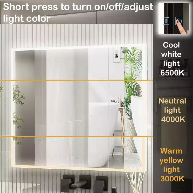 Famapy LED Lighted Medicine Cabinet: Defogging Function, Ample StorageAdjustable Lighting  Elevate Bathroom Style