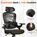 Okak High-Back Ergonomic Office Chair with Adjustable Lumbar Support, Gaming Chair with Mesh Headrest, Computer Chair for Home, Office