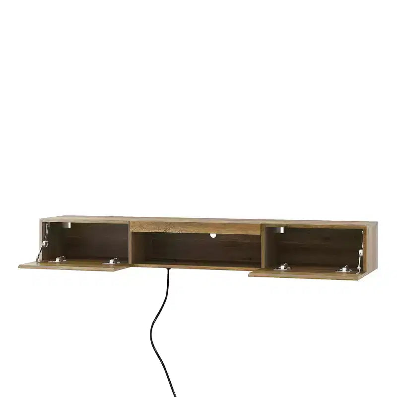 Floating TV Stand, Wall Mounted TV Shelf with 16 LED Lights & Power Outlet, Wall Mounted Console Table