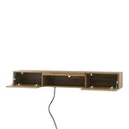 Floating TV Stand, Wall Mounted TV Shelf with 16 LED Lights & Power Outlet, Wall Mounted Console Table
