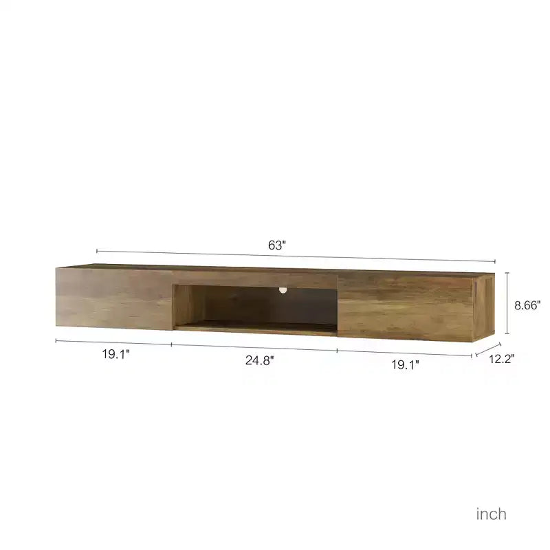 Floating TV Stand, Wall Mounted TV Shelf with 16 LED Lights & Power Outlet, Wall Mounted Console Table