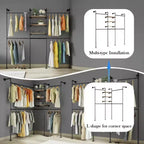 114 Garment Rack Wall Mounted Clothes Rack, 1000 lbs Industrial Pipe Clothing Racks, Heavy Duty Storage Wardrobe Closet Kit Walk in Closet Systems