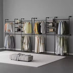 114 Garment Rack Wall Mounted Clothes Rack, 1000 lbs Industrial Pipe Clothing Racks, Heavy Duty Storage Wardrobe Closet Kit Walk in Closet Systems